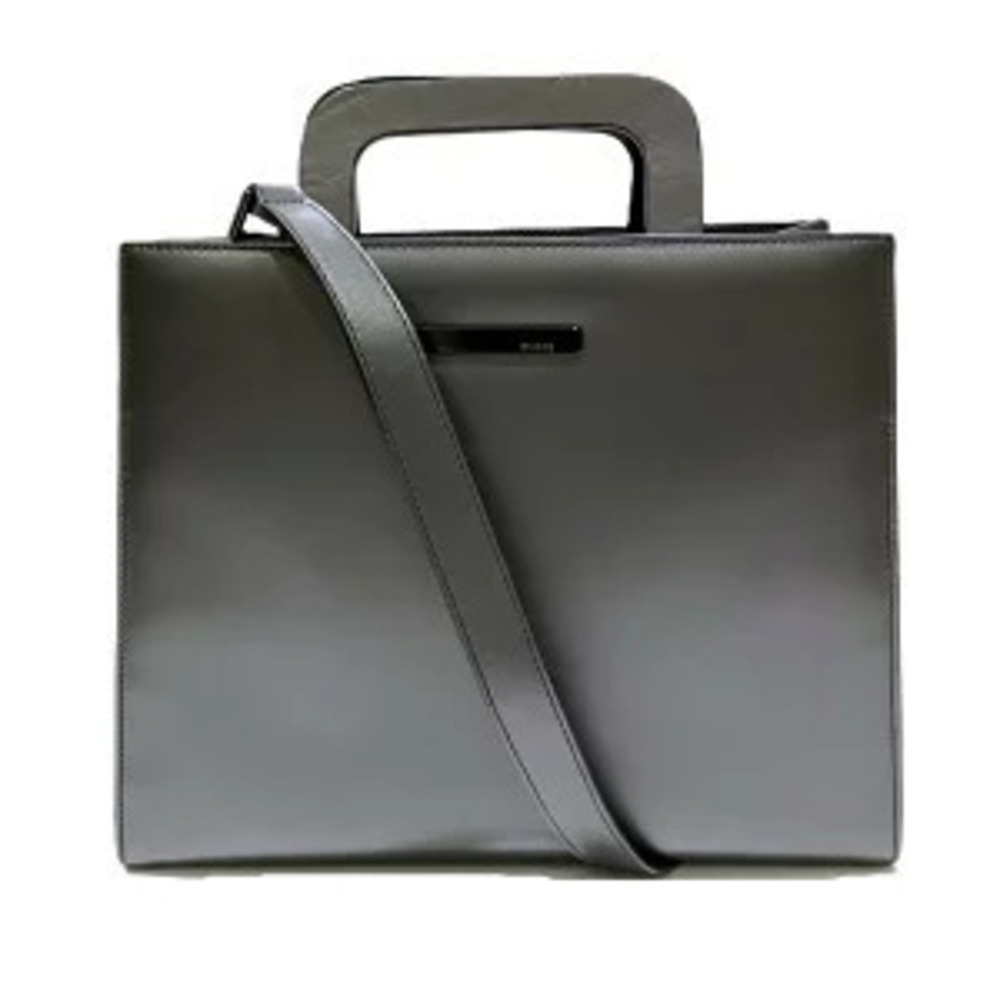 Gucci Anthracite Leather Square 2Way Tote Bag Tom Ford smooth dark leather